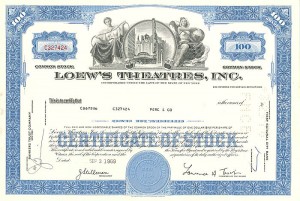 Loew's Theatres, Inc. - Stock Certificate